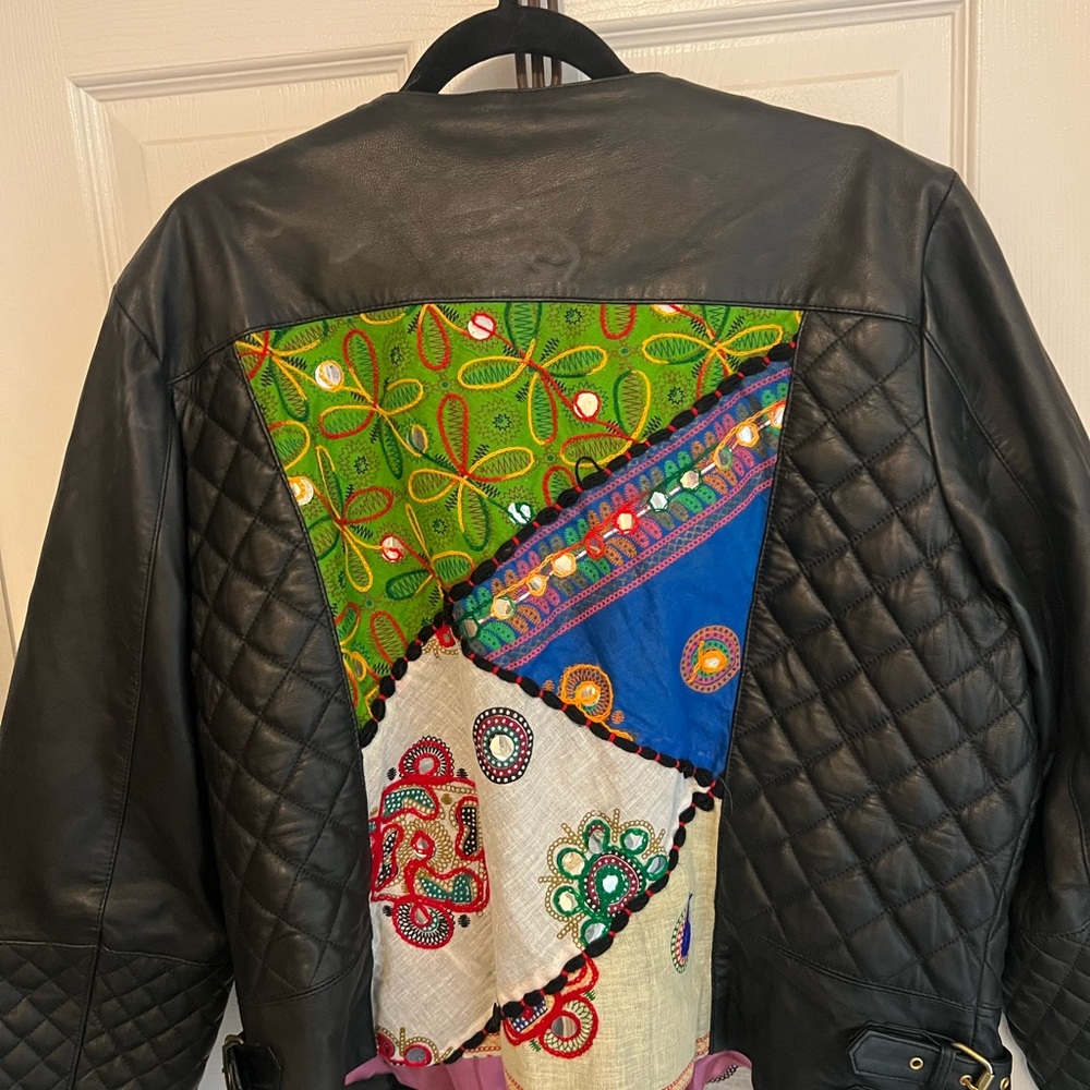 Vibrant Embroidered Patchwork Bomber Jacket With … - image 3